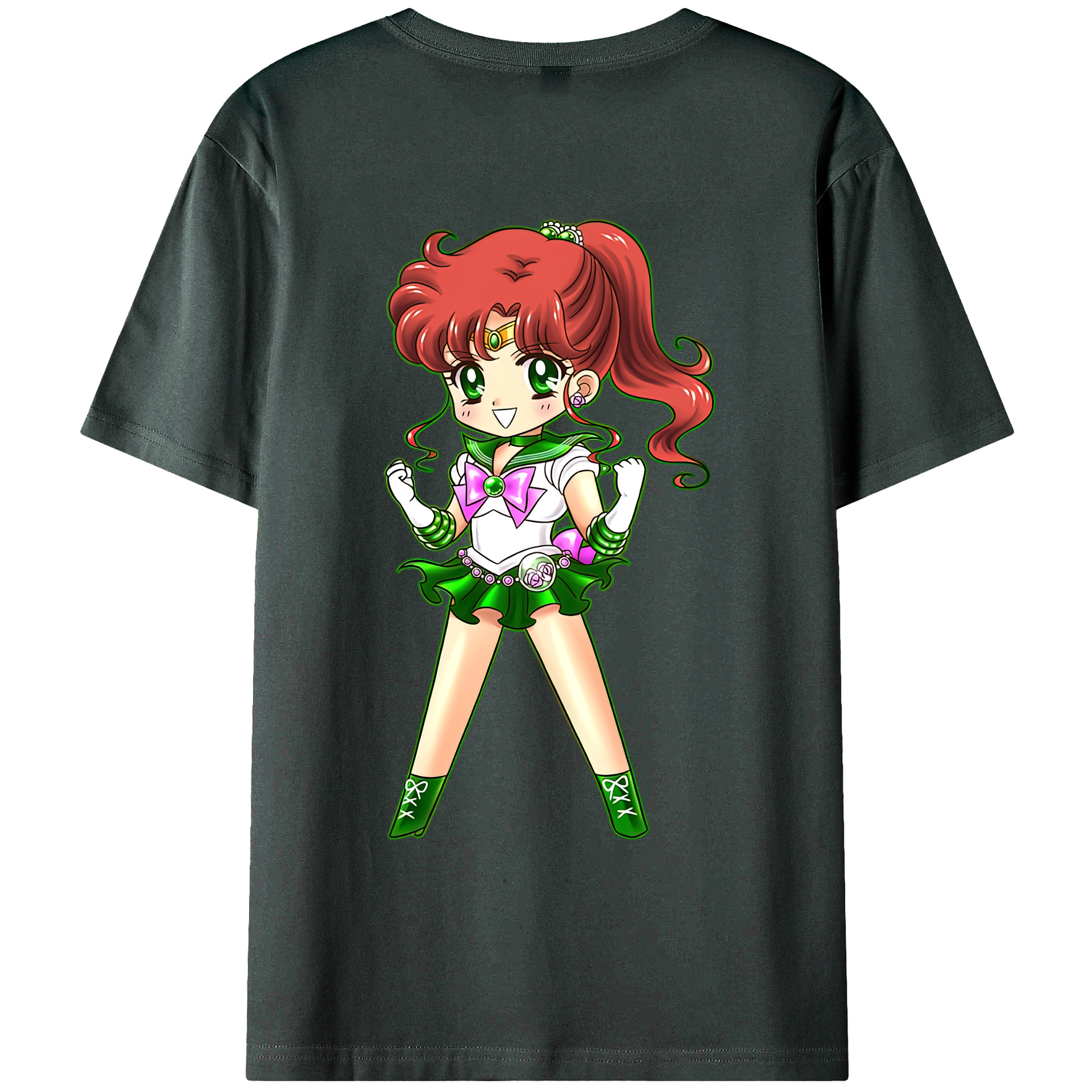 （画像用） 美少女戦士セーラームーン 木野 まこと きの まこと Sailor Moon Kino Makoto （セーラージュピター；Sailor Jupiter） 綿100％ メンズ半袖Tシャツ（バックプリント） 通気性